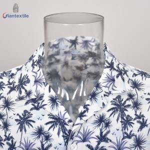 Best Quality Men’s Shirt 100% Viscose Normal Print White Short Sleeve Casual Shirt For Holiday GTCW108207G1