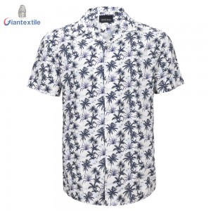 Best Quality Men’s Shirt 100% Viscose Normal Print White Short Sleeve Casual Shirt For Holiday GTCW108207G1