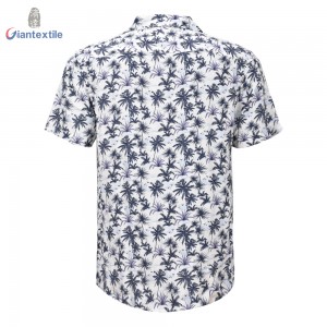 Best Quality Men’s Shirt 100% Viscose Normal Print White Short Sleeve Casual Shirt For Holiday GTCW108207G1
