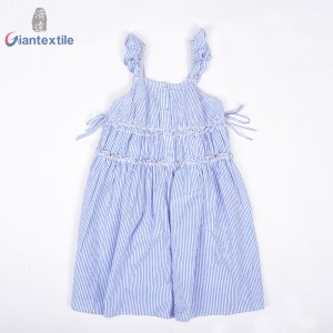 Hot Selling Girls Rompers 100% Cotton Seersucker Blue Solid Casual Comfy Children Wear GTCW108213G1
