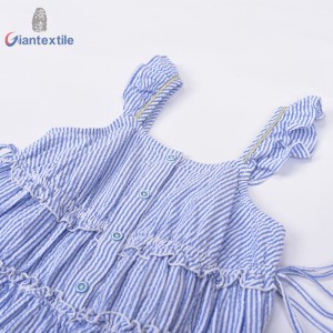 Hot Selling Girls Rompers 100% Cotton Seersucker Blue Solid Casual Comfy Children Wear GTCW108213G1