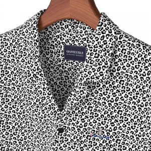 Accept OEM Logo Men’s Print Shirt Eco-Vero Short Sleeve Hawaii Collar Leopard Print Shirt For Men GTCW108218G1