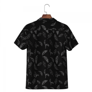 New Hawaiian Men’s Shirt 100% Eco-Vero Short Sleeve Black Feather Hawaii Collar Casual Shirt For Holiday GTCW108219G1