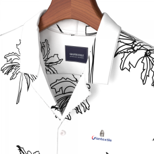 Smart Casual Men’s Shirt 100% Eco-vero Short Sleeve Cool White Tree Print Hawaii Collar Casual Shirt For Men GTCW108221G1