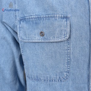 Hot Sale Men’s Shirt 100% Cotton Long Sleeve Yarn Dyed Solid Denim Shirt For Men GTCW108223G1