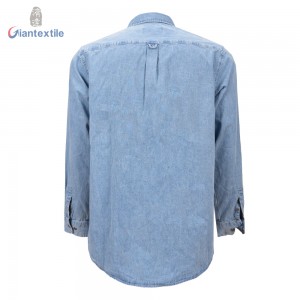 Hot Sale Men’s Shirt 100% Cotton Long Sleeve Yarn Dyed Solid Denim Shirt For Men GTCW108223G1