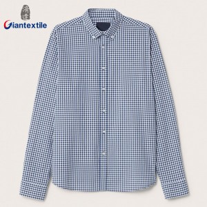 Top Quality Men’s Shirt 100% Cotton Check Blue And White Good Hand Feel Shirt For Men GTCW108224G1