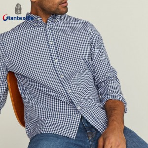 Top Quality Men’s Shirt 100% Cotton Check Blue And White Good Hand Feel Shirt For Men GTCW108224G1