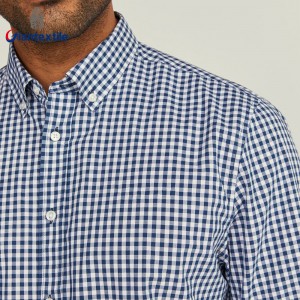 Top Quality Men’s Shirt 100% Cotton Check Blue And White Good Hand Feel Shirt For Men GTCW108224G1