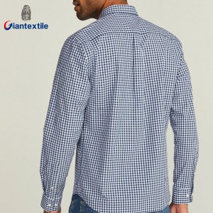 Top Quality Men’s Shirt 100% Cotton Check Blue And White Good Hand Feel Shirt For Men GTCW108224G1