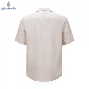 Competitive Price Men’s Shirt Linen BCI Cotton Short Sleeve Solid Hawaii Collar Casual Shirt For Holiday GTCW108225G1