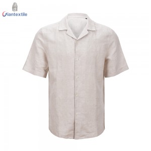 Competitive Price Men’s Shirt Linen BCI Cotton Short Sleeve Solid Hawaii Collar Casual Shirt For Holiday GTCW108225G1