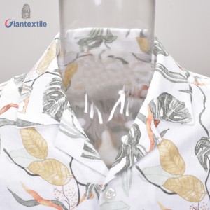 New Promotion Men’s Shirt Linen Viscose Short Sleeve Floral Hawaii Collar Casual Shirt For Holiday  GTCW108229G1