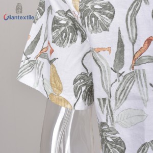 New Promotion Men’s Shirt Linen Viscose Short Sleeve Floral Hawaii Collar Casual Shirt For Holiday  GTCW108229G1