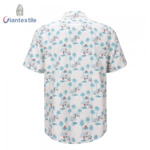 For Holiday Men’s Shirt Cotton Linen Normal Print Green Short Sleeve Casual Shirt For Men GTCW108231G1
