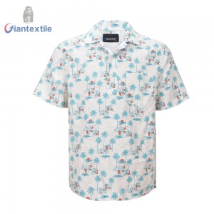For Holiday Men’s Shirt Cotton Linen Normal Print Green Short Sleeve Casual Shirt For Men GTCW108231G1