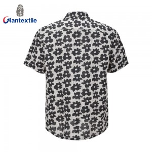 Oeko-Tex Audit Men’s Shirt Linen BCI Cotton Normal Print Gray Floral Short Sleeve Casual Shirt For Holiday GTCW108232G1