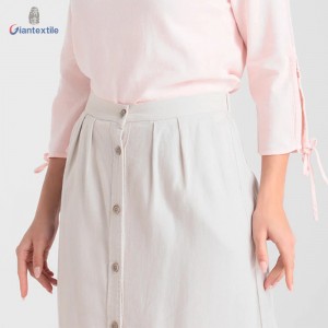OEM / ODM Ladies Short Skirt Khaki Solid Linen Viscose Smart Casual Chic Dress for Women  GTCW108277G1