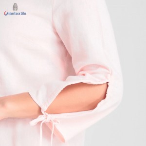 New Look Women’s Top Linen Viscose Exquisite Pink Solid Top With String Casual Shirt For Women GTCW108281G2