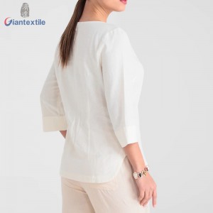 Essentials Women’s Top White Solid Good Hand Feel Fitted Long Sleeve V-Neck Women Wear GTCW108273G2