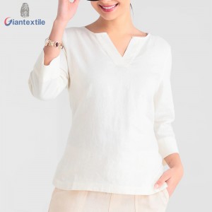Essentials Women’s Top White Solid Good Hand Feel Fitted Long Sleeve V-Neck Women Wear GTCW108273G2