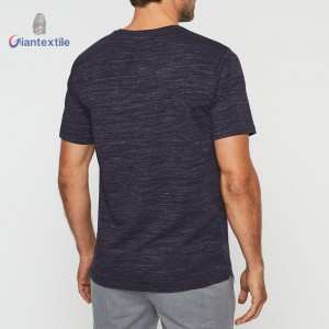 Giantextile Newly Short Sleeve T-shirts Men’s shirt Cotton Polyester Elastane Solid Navy Shirt For Men GTCW108329G1