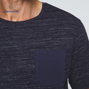 Giantextile Newly Short Sleeve T-shirts Men’s shirt Cotton Polyester Elastane Solid Navy Shirt For Men GTCW108329G1