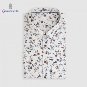 Giantextile Brand Top Quality Fashion Men’s Shirt 100% Cotton White Print Long Sleeve High Quality Casual Shirt For Men GTCW108337G1