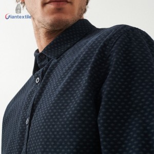 Giantextile Best Quality Men’s Shirt Black Dot Print 100% Cotton 28W Corduroy Long Sleeve Casual Shirt For Men GTCW108361G1