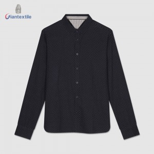 Giantextile Best Quality Men’s Shirt Black Dot Print 100% Cotton 28W Corduroy Long Sleeve Casual Shirt For Men GTCW108361G1