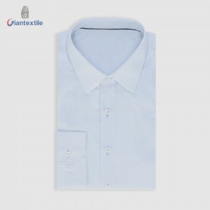 Giantextile Make-To-Order Men’s Shirt Blue Small Check 100% Cotton Comfortable Long Sleeve Casual Shirt For Men GTCW108380G1