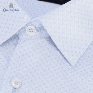 Giantextile Make-To-Order Men’s Shirt Blue Small Check 100% Cotton Comfortable Long Sleeve Casual Shirt For Men GTCW108380G1