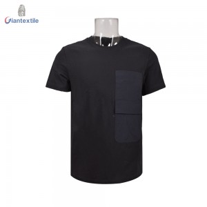 Giantextile Fashion Design Men’s T-shirt Summer Wear Black Solid With Big Pocket Design 100% Cotton Short Sleeve Shirt For Men GTCW108383G1