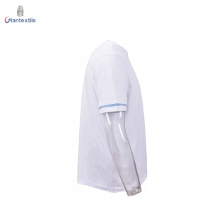 Giantextile Men’s T-shirt Summer Wear White Solid With Bottle Design Naturally Breathable 100% Cotton Short Sleeve Shirt For Men GTCW108385G1