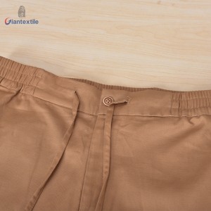 Men’s Summer Wear Shorts Brown Solid Cotton Linen Spandex Smart Casual Shorts For Men GTCW108386G1