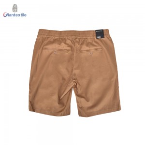 Men’s Summer Wear Shorts Brown Solid Cotton Linen Spandex Smart Casual Shorts For Men GTCW108386G1
