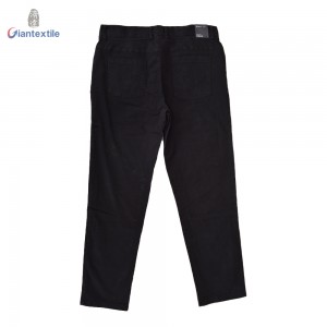 Accept OEM Logo Men’s Casual Pants Cotton Elastane Garment Dye Black Solid Fitted Pants For Men GTCW108388G2