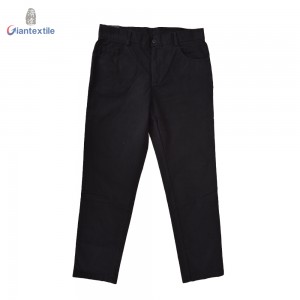 Accept OEM Logo Men’s Casual Pants Cotton Elastane Garment Dye Black Solid Fitted Pants For Men GTCW108388G2