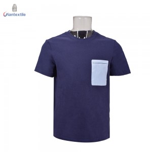 Giantextile Men’s T-shirt Short Sleeve Navy Solid With Big Pocket 100% Cotton Smart Casual Shirt For Men GTCW108389G1