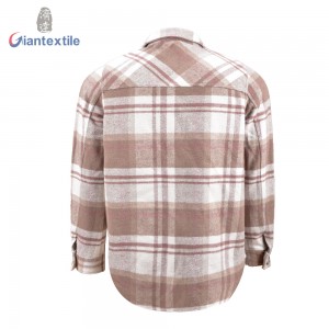 Giantextile Good Look Flannel Overshirts Comfortable Men’s Shirt Brown Check Long Sleeve High Quality Shirt For Men GTCW108399G1