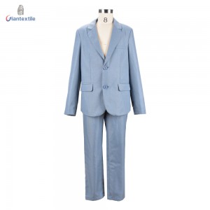 Giantextile Newly Kid’s Wear Boy Gent Suit Blue Solid 100% Polyester Handsome Suit GTCW108400G1