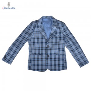 Giantextile Hot Sale New Design Kid’s Wear Boy Gent Suit Blue Check 100% Polyester Handsome Suit For Boy GTCW108401G1