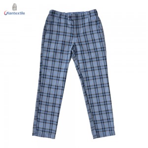 Giantextile Hot Sale New Design Kid’s Wear Boy Gent Suit Blue Check 100% Polyester Handsome Suit For Boy GTCW108401G1