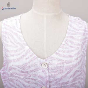Support Custom OEM Factory Pink Zebra Print 100% Linen Novelty Print Smart Casual Women Dress GTCW108449G1