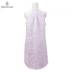 Support Custom OEM Factory Pink Zebra Print 100% Linen Novelty Print Smart Casual Women Dress GTCW108449G1