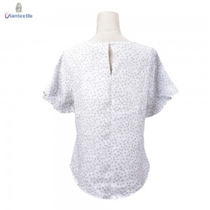 Nice Look OEM Supplier 100% Linen Small Floral Short-Sleeve Good Hand Feel Top For Women GTCW108086G1