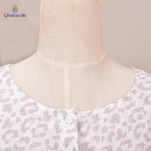 Giantextile Fashion Pink Leopard Print 100% Linen Novelty Print Plus Size Smart Casual Women Top GTCW108464G1