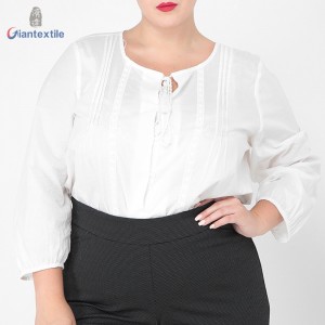 Giantextile Best Sale Women’s Top 100% Cotton Plus Size Modern Design White Embroidery Casual Top For Women GTCW108490G1