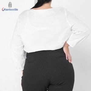 Giantextile Best Sale Women’s Top 100% Cotton Plus Size Modern Design White Embroidery Casual Top For Women GTCW108490G1