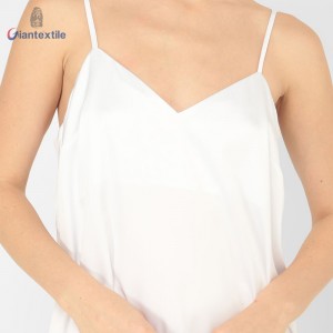 Giantextile Fashion Women’s Wear Good Hand Feel White Solid Polyester Spandex Casual Women’s Halter Tops  GTCW108492G1